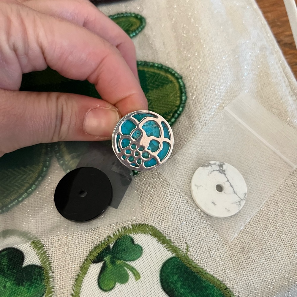 Turquoise and Silver Round Pendant